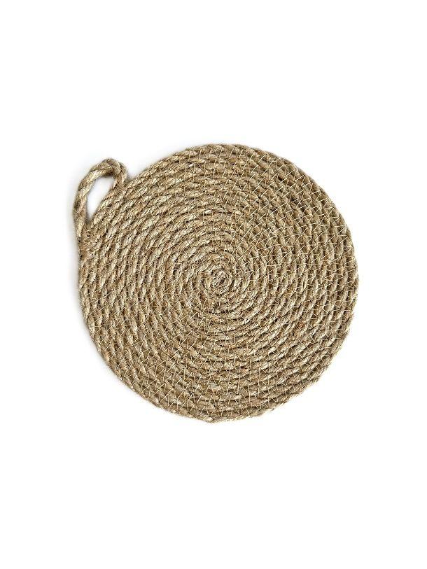 Glasbrik / Coaster i jute, rund, natur (d12) - 4 stk. Artikel nr. 5079
